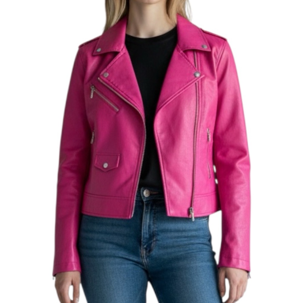 Le Lis Hot Pink Moto Jacket